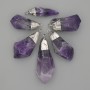 Amethyst Pendant, Treated, Assorted Sizes 33-38x12-18mm+/- Silver-Tone Metal