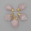 Rose Quartz Pendant, Treated, Assorted Sizes 27-30x14-18mm+/- Gold-Tone Metal