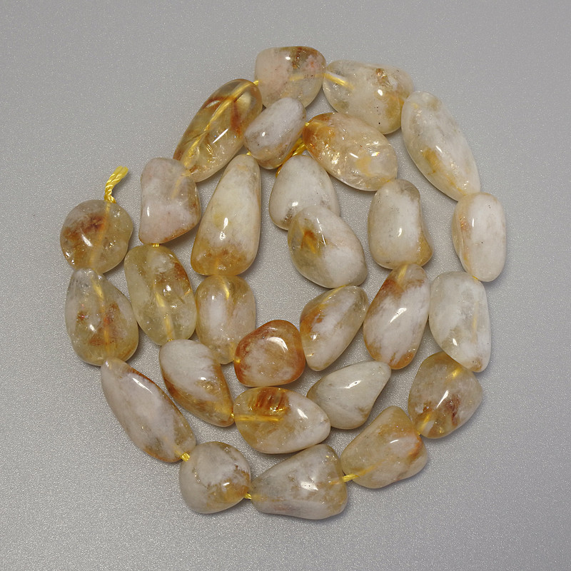 Citrine Beads, Tumbled, Diameter 14-16x11mm+/-, on Thread, Length 40cm+