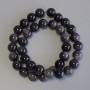 Silver Obsidian Smooth Round Beads, diameter 10.5mm+/-, on fishing line, length 38cm+