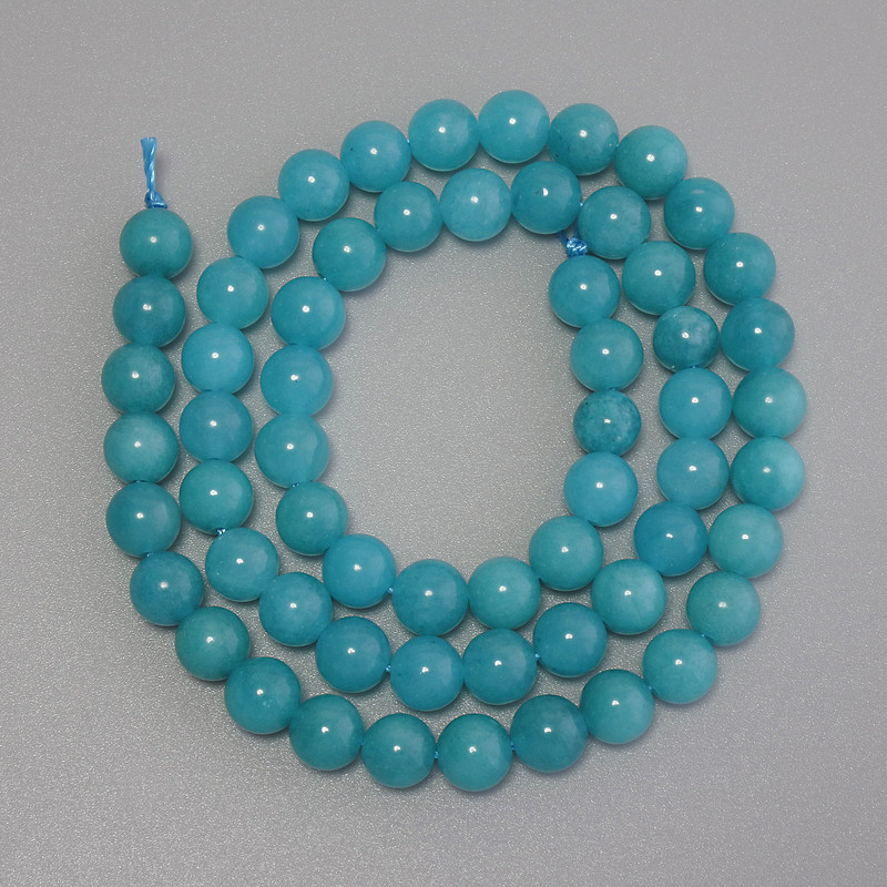 Aquamarine Smooth Round Beads, Diameter 6mm+/-, on Thread, Length 38cm+