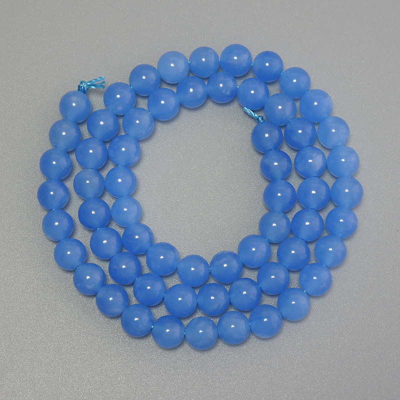 Aquamarine Smooth Round Beads, Diameter 6mm+/-, on Thread, Length 38cm+