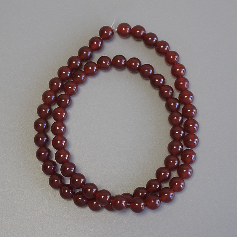 Carnelian Beads smooth round 6mm on thread, length 37cm+