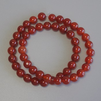 Carnelian Beads round smooth 8mm on thread, length 37cm+