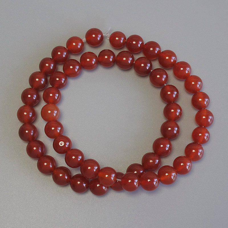 Carnelian Beads round smooth 8mm on thread, length 37cm+