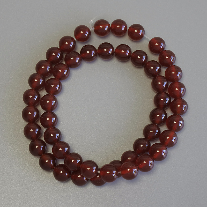Carnelian Beads, Smooth Ball, Diameter 8mm+/- on Fishing Line, Length 39cm+