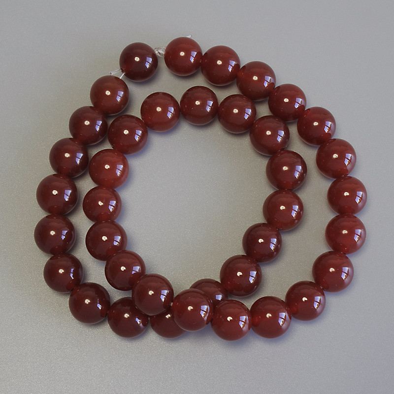 Carnelian Beads, Smooth Ball, Diameter 10mm+/- on Fishing Line, Length 36cm+
