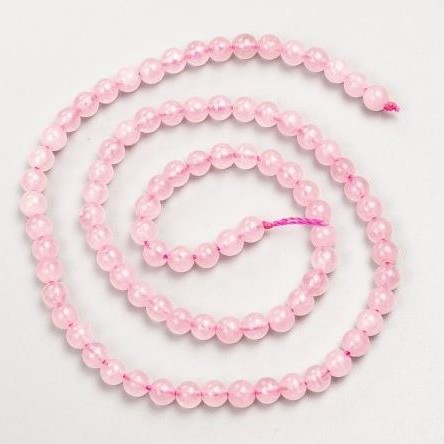Rose Quartz Beads, Natural Stone Smooth Ball, Diameter 4.5mm+/-, Length 38cm+/- on Thread