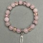 Rose Quartz Bracelet, Ball Bead 8mm+/- Czech Crystal Rondelle 8x6.5mm with Metal Spacers, Length 18cm+/- Stretch