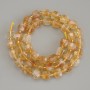 Citrine Beads, Faceted Cube, Diameter 6.5x6.5mm+/-, Seed Beads 3mm+/-, on Thread, Length 37cm+