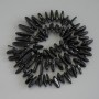 Black Tourmaline Needle Chip Beads, diameter 13-18x2-5mm+/- seed beads 3mm+/- on a strand, length 39cm+