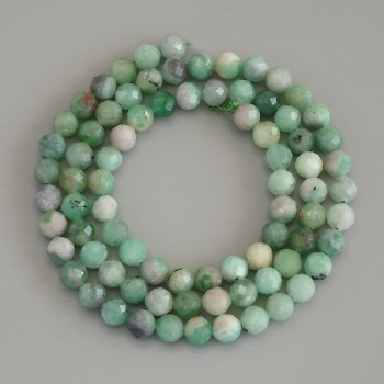 Emerald Faceted Round Beads, diameter 5x5mm+/-, on strand, length 39cm+