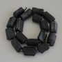 Schorl Tourmaline Beads, raw stone, diameter 19-22x13-16mm+/-, seed beads 4mm+/-, on a thread, length 39cm+