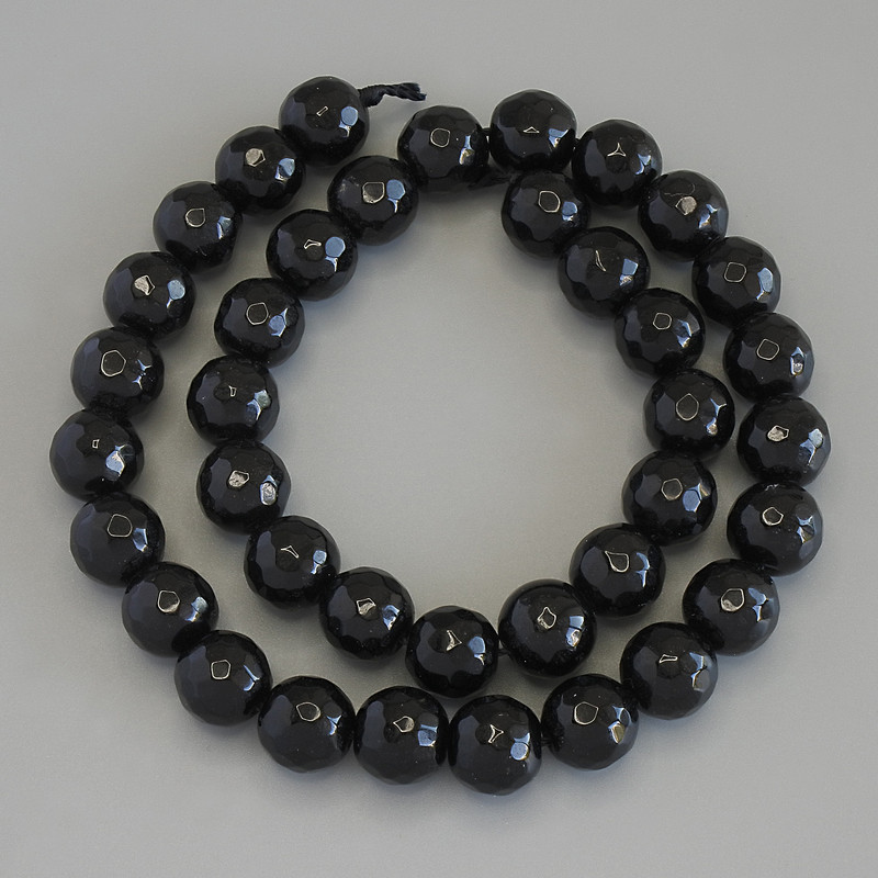 Agate Beads, faceted round, diameter 10mm+/-, on a thread, length 36cm+