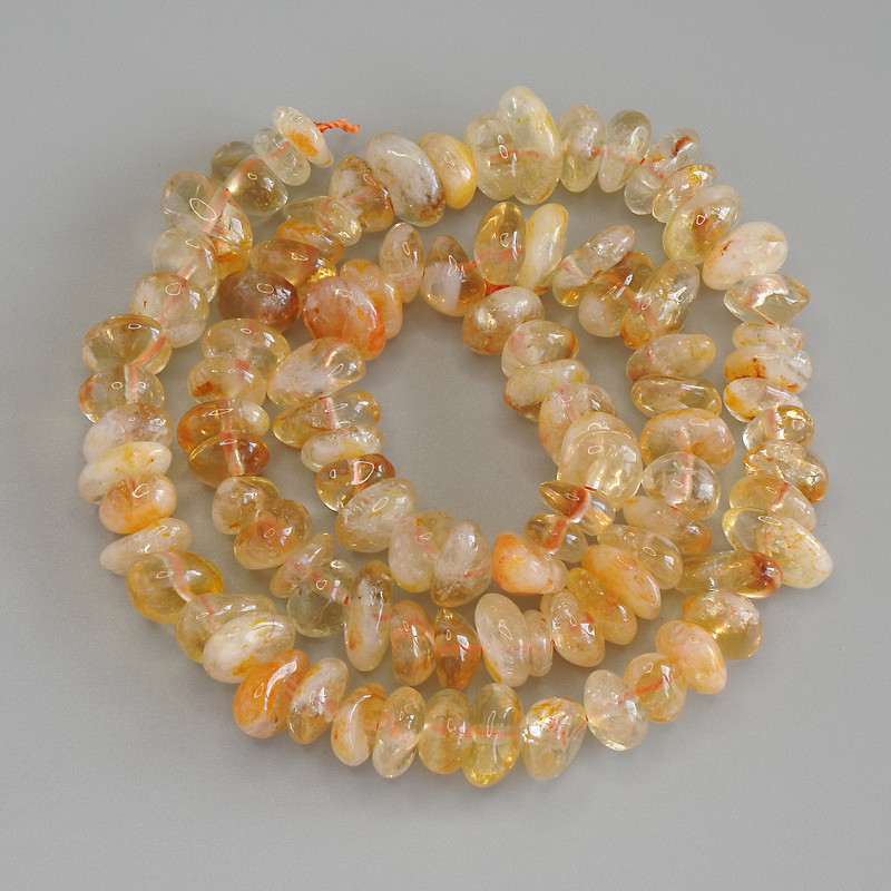 Citrine Tumbled Chip Beads, diameter 8-10x4-5mm+/-, on thread, length 41cm+