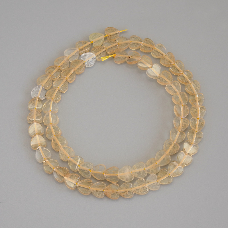 Citrine Heart Beads, diameter 6x6x2mm+/-, on thread, length 39cm+