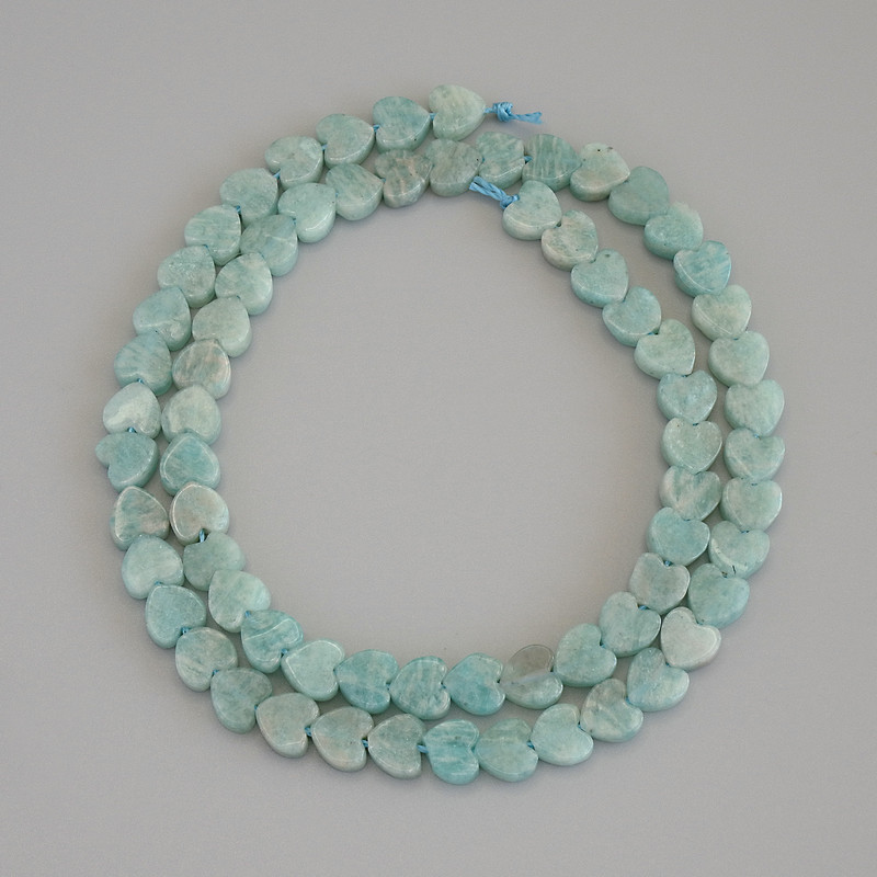 Amazonite Heart Beads, diameter 6x6x2mm+/-, on thread, length 39cm+