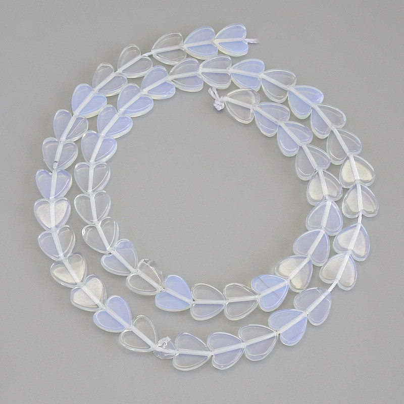 Moonstone Heart Beads, diameter 8x8x2mm+/-, on a thread, length 38cm+