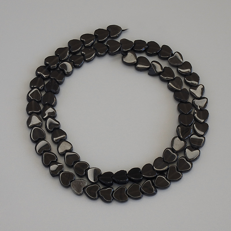 Smoky Quartz Heart Beads, diameter 6x6x2mm+/-, on a thread, length 38cm+
