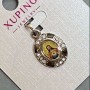 Pendant "Icon" Xuping with White Rhinestones, Diameter 20x13mm+/-, Length 25mm+/-, Rhodium
