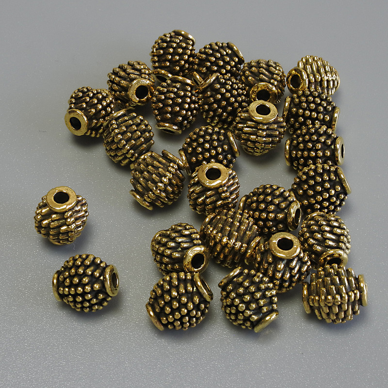 Findings – Insert Bead, Gold Metal Colour, Diameter 7x6mm+/-, Hole Diameter 1.9mm+/-, Pack 20g (~31pcs)