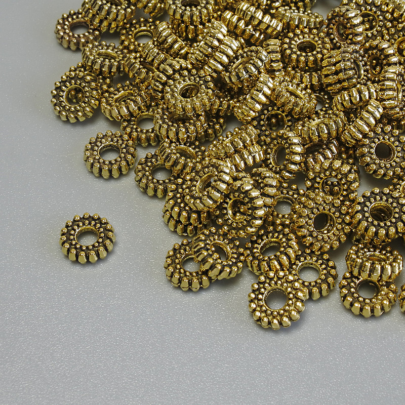 Findings Spacer Bead, Gold Colour Metal, Diameter 6x2mm+/- Hole 2mm+/-, Pack 20g (~109 pcs)
