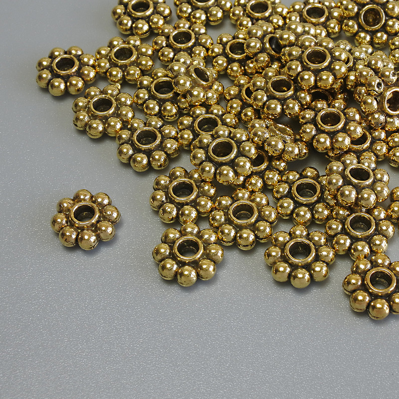 Findings Spacer Bead, Gold Colour Metal, Diameter 7.5x2.5mm+/- Hole 1.5mm+/-, Pack 20g (~42 pcs)