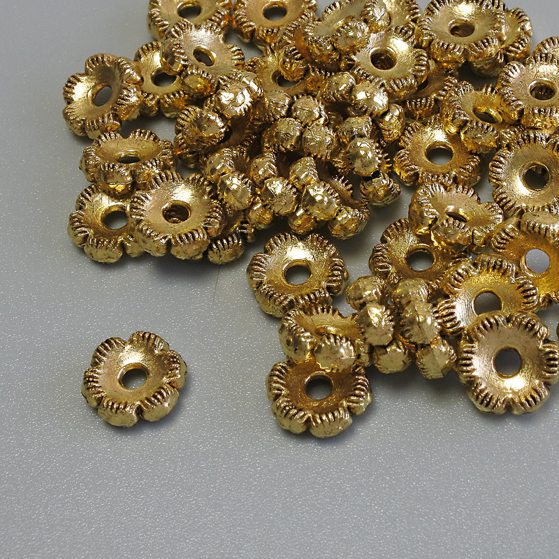 Findings Spacer Bead, Gold Colour Metal, Diameter 7x3mm+/- Hole 1.9mm+/-, Pack 20g (~44 pcs)
