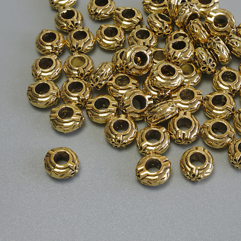 Findings Spacer Bead, Gold Colour Metal, Diameter 6x3mm+/- Hole 3mm+/-, Pack 20g (~56 pcs)