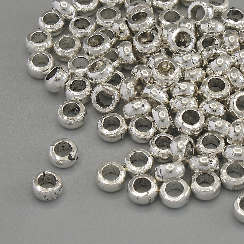 Findings Spacer Bead, Silver Colour Metal, Diameter 5x3mm+/- Hole 3mm+/-, Pack 20g (~100 pcs)