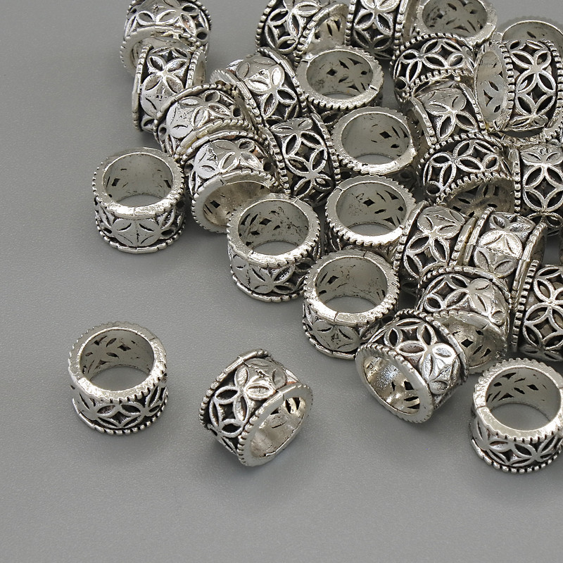Findings Bead Spacer, silver metal colour, diameter 8x5mm +/-, hole diameter 6mm +/-, packaging 20g (~36 pcs)