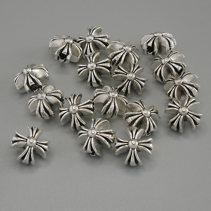 Findings Cross Spacer Bead, Silver Metal Colour, Diameter 9.5x9.5x7mm+/- Hole 2mm+/-, Pack 20g (~17pcs)