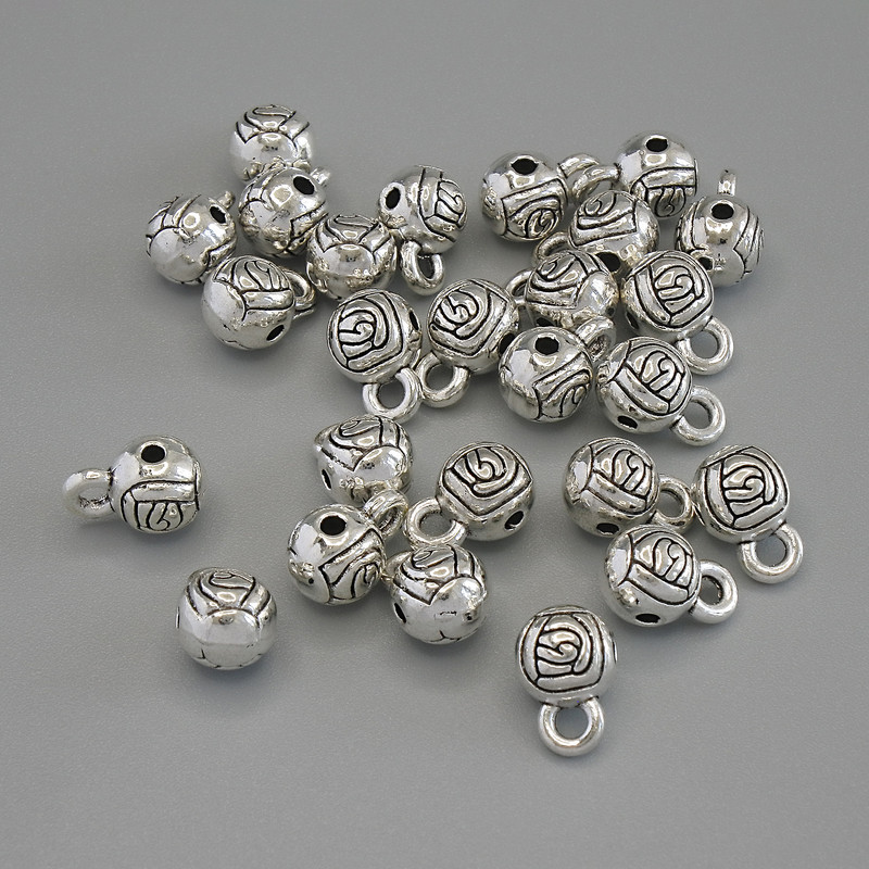 Bail Finding, Silver-Tone Metal, Size 6x9mm+/-, Hole Diameter 1.7mm+/- and 2mm+/-, Pack 20g / 25pcs