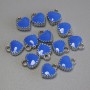 Heart Pendant Charm, blue enamel, silver-tone metal, diameter 7x8mm+-, pack of 13pcs