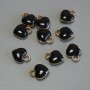 Heart Pendant Charm, black enamel, gold-tone metal, diameter 6x8mm+-, pack of 10pcs