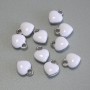 Heart Pendant, White Enamel, Silver-Tone Metal, diameter 6x8mm+-, pack of 10pcs
