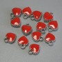 Heart Pendant Charm, red enamel, silver-tone metal, diameter 7x8mm+-, pack of 13pcs