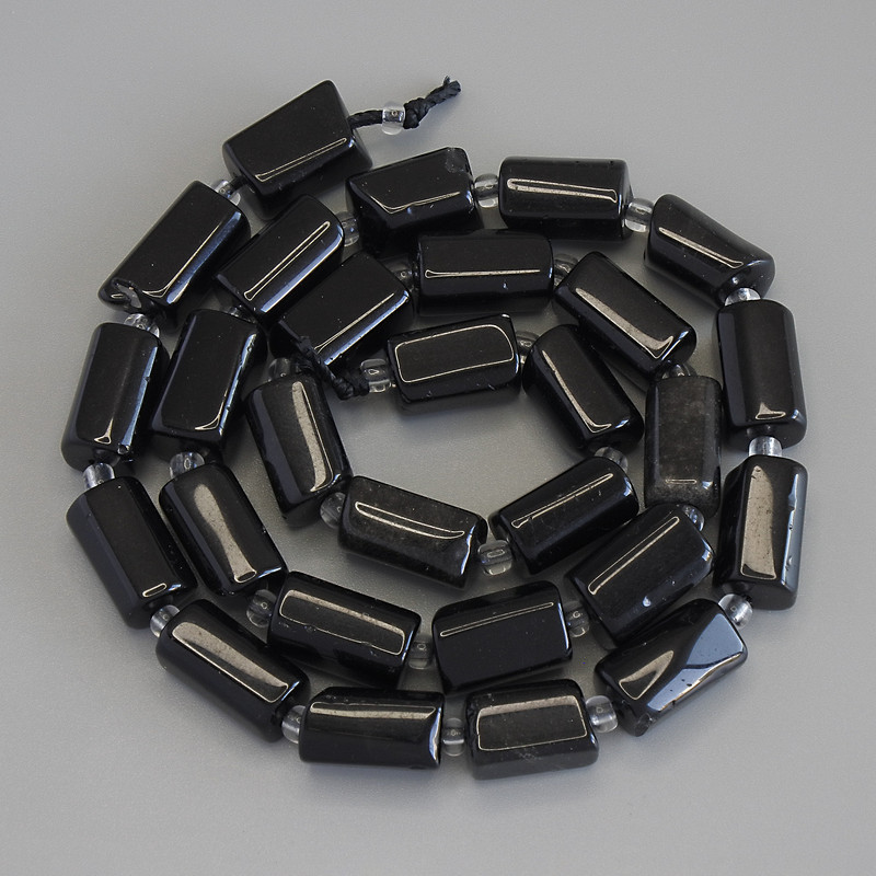 Golden Sheen Obsidian Chip Beads, diameter 12x7mm+- seed beads 3mm+-, length 39cm+- on thread