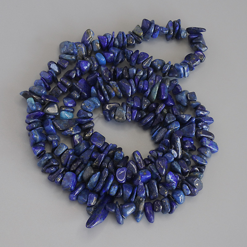 Lapis Lazuli Chip Beads, diameter 7-13x2-5mm+-, length 78cm+- on nylon thread