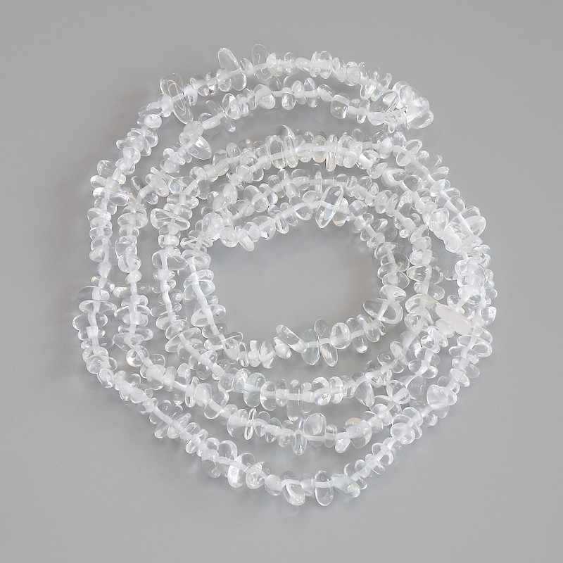 Rock Crystal Chip Beads, diameter 6-13x2-4mm+/-, length 80cm+/- on fishing line