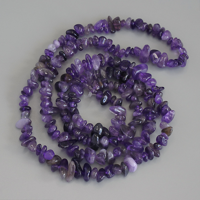 Amethyst Chip Beads, diameter 6-11x3-5mm+/-, length 80cm+/- on fishing line