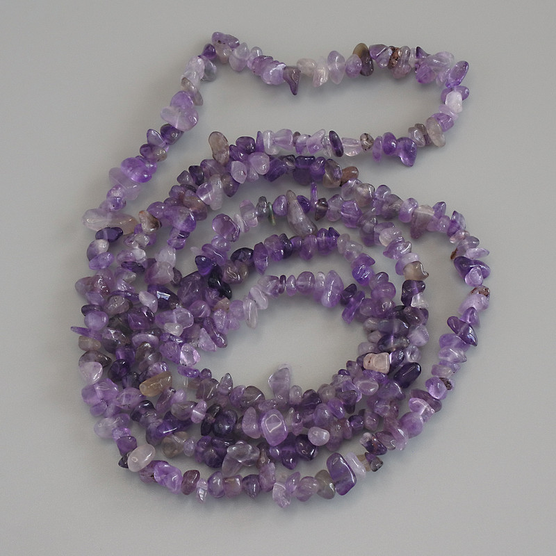 Amethyst Chip Beads, diameter 4-7x3mm+/-, length 78cm+/- on fishing line