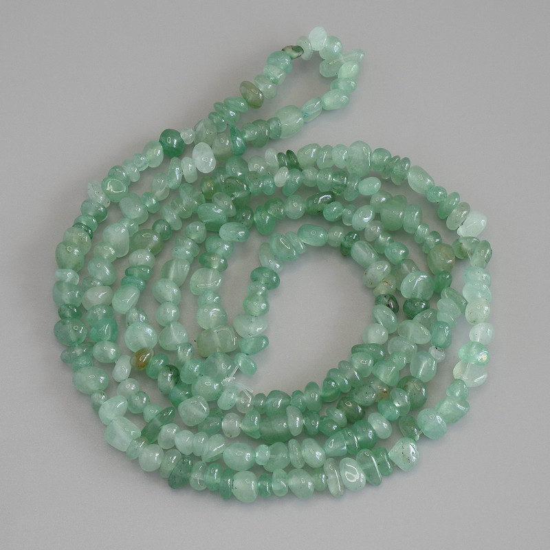 Jade Chip Beads, Diameter 5-11x4mm+/-, Length 80cm+/- on Fishing Line