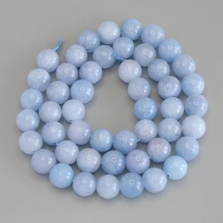Aquamarine Beads, Smooth Round, Diameter 10.5mm+/-, Length 38cm+/- on a Strand