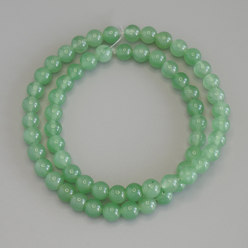 Jade Beads, Smooth Round, Diameter 6.5mm+/-, Length 38cm+/- on Fishing Line