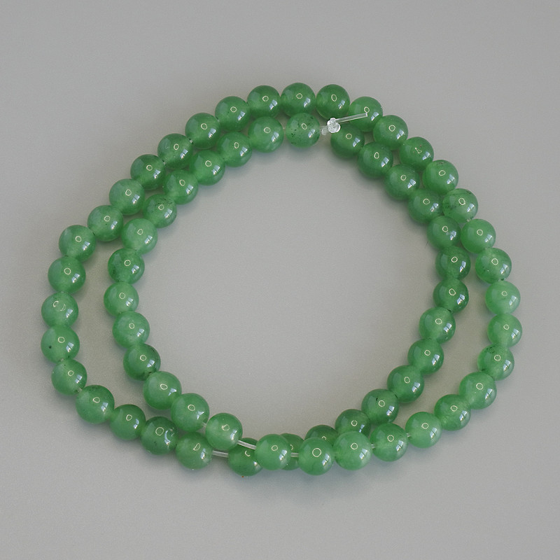 Jade Beads, Smooth Round, Diameter 6mm+/-, Length 38cm+/- on Fishing Line
