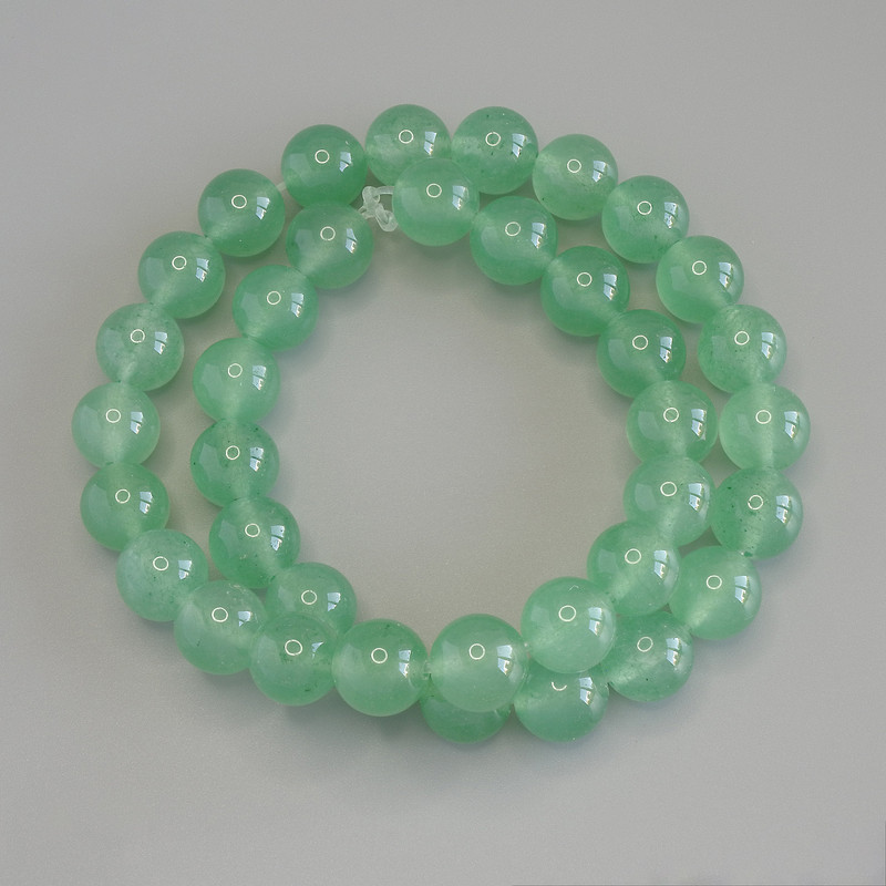 Jade Beads, Smooth Round, Diameter 10mm+/-, Length 38cm+/- on Fishing Line