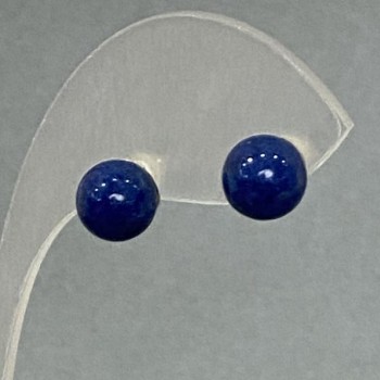 Stud Earrings Ball Lapis Lazuli (Pressed), Silver-Tone Metal, 8mm