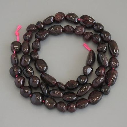 Garnet Beads, Tumbled, Diameter 8-12x7-9mm+/-, on Thread, Length 40cm+