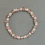 Czech Crystal Rondelle Bracelet, Diameter 8x6mm+/-, Faux Pearl Round Bead 6mm+/- with Metal Inserts, Length 18mm+/- Stretch